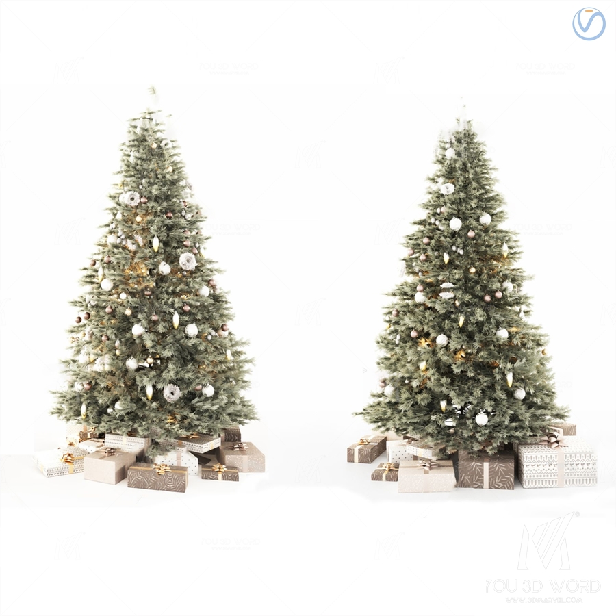 Modern Christmas tree gift box ornament 3d model